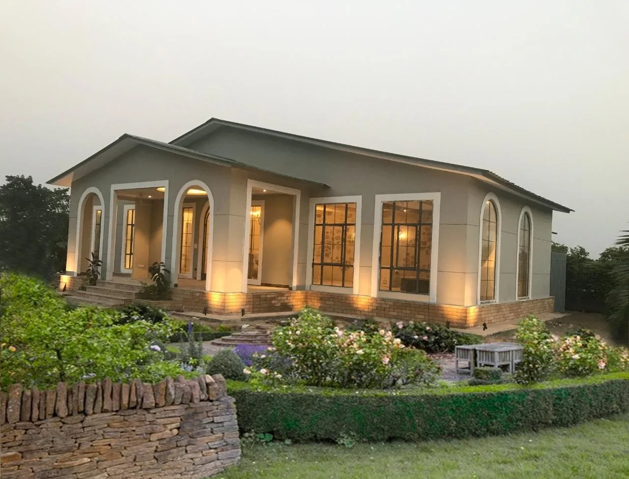Farm house architecture and garden in Noida